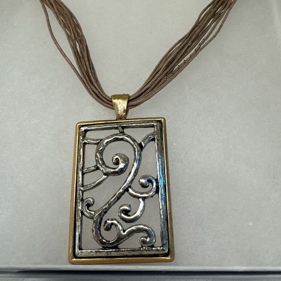 Gorgeous Mix Metal Multi Strand Necklace Beige Gold Silver Handmade 20” - Picture 6 of 10